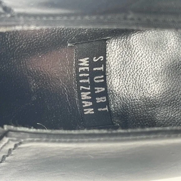 Stuart Weitzman Ankle Heeled Boots Pointed Toe Black Leather Sz 8W 73517 - Picture 6 of 15